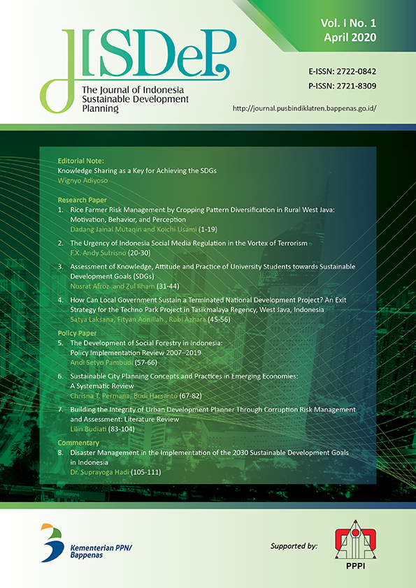 JISDeP – The Journal of Indonesia Sustainable Development Planning (Vol. 1 No. 1 - April 2020)